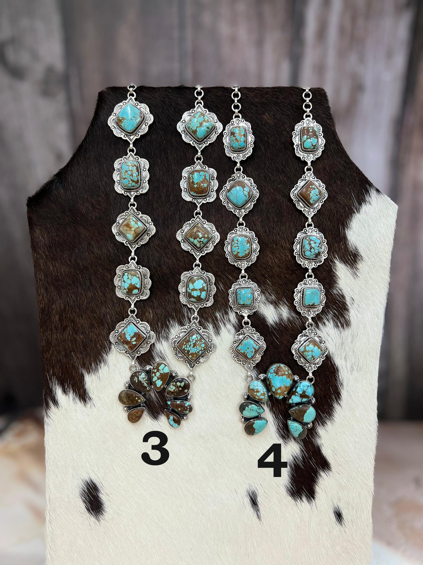 Handmade Sterling Silver Number 8 Turquoise Naja Necklace Signed Nizhoni