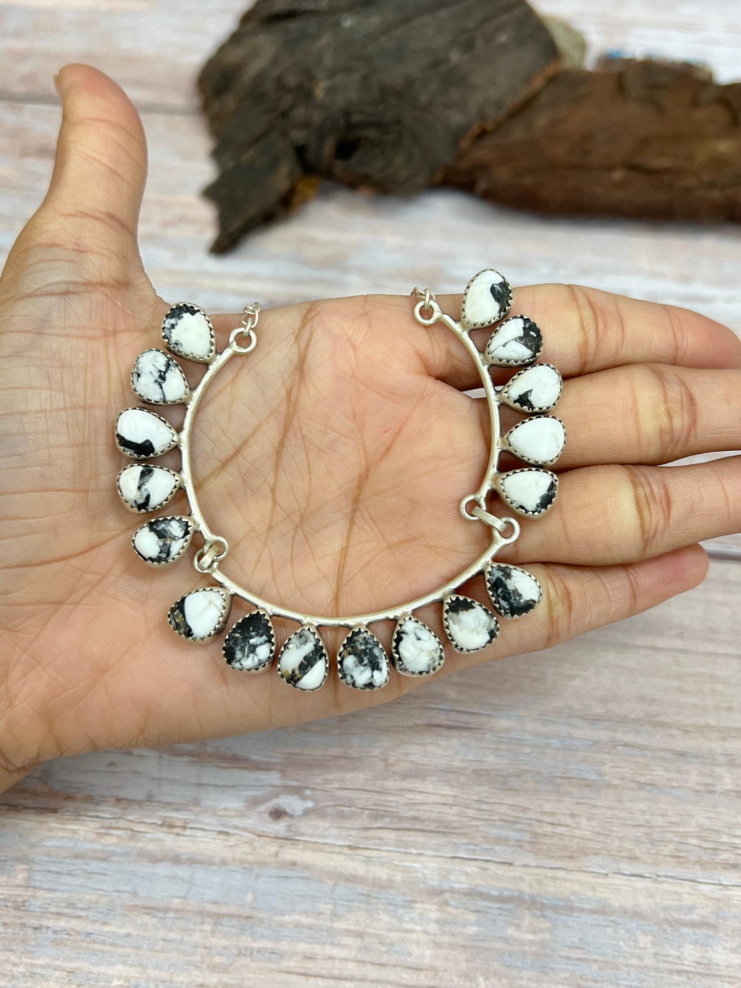 Handmade Sterling Silver Multi Stone Choker Necklace Signed Nizhoni