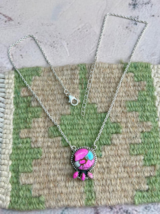 Handmade Sterling Silver Cotton Candy Necklace "Signed Nizhoni"