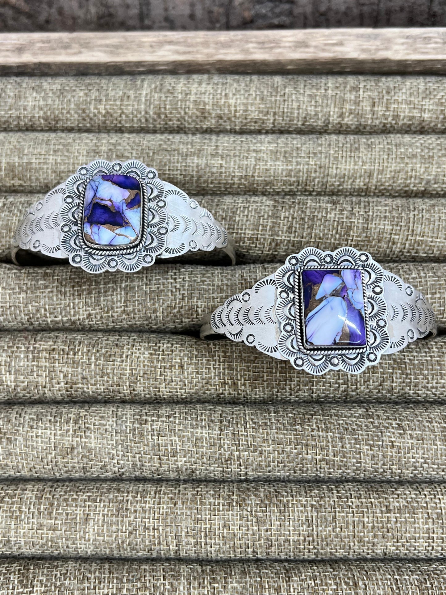 Handmade Sterling Silver Purple Ice Rose Dahlia Cuff Bracelet with Signed Nizhoni