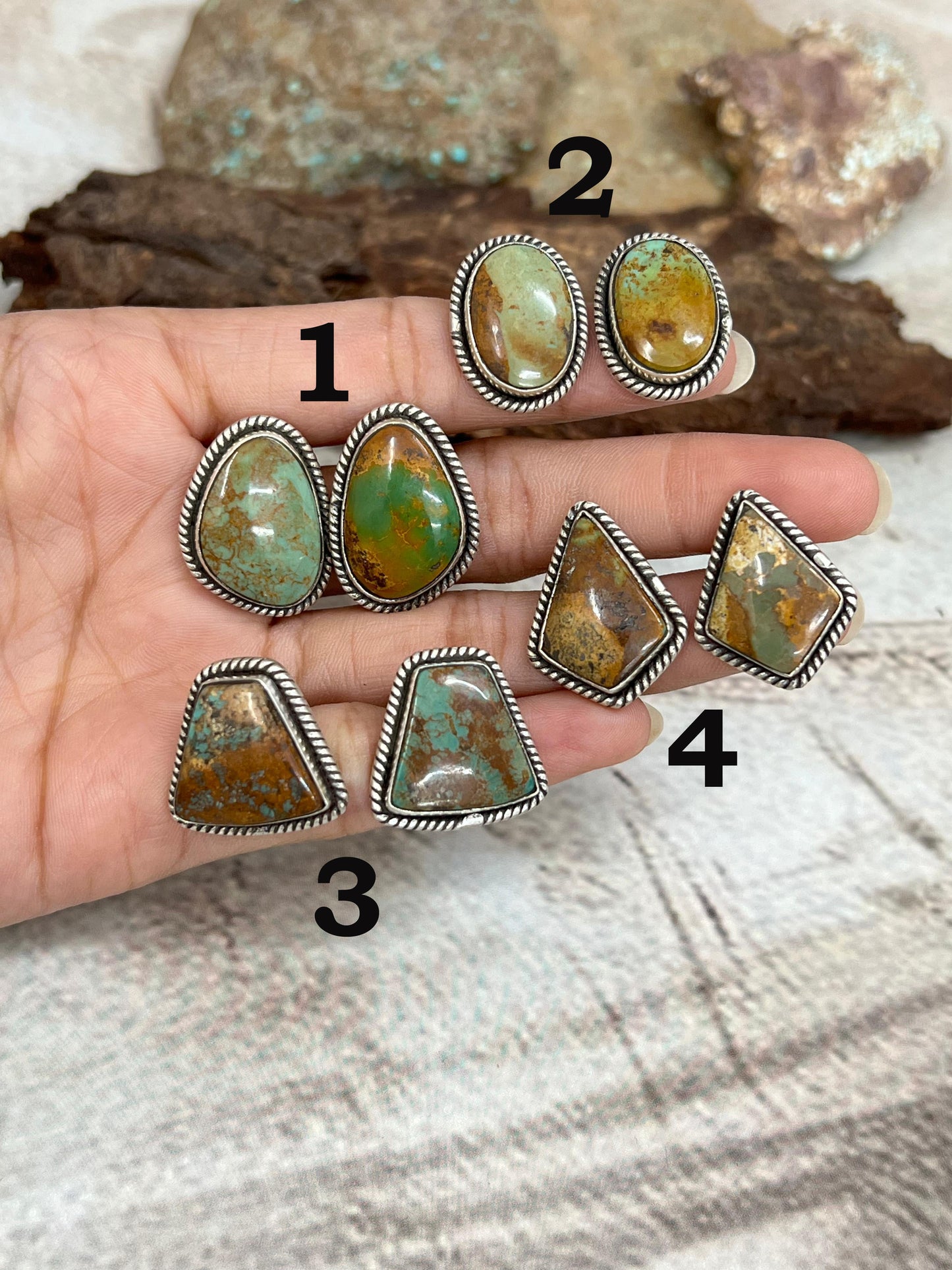 Handmade Sterling Silver Old Stock Royston Turquoise Post Studs with Signed Nizhoni