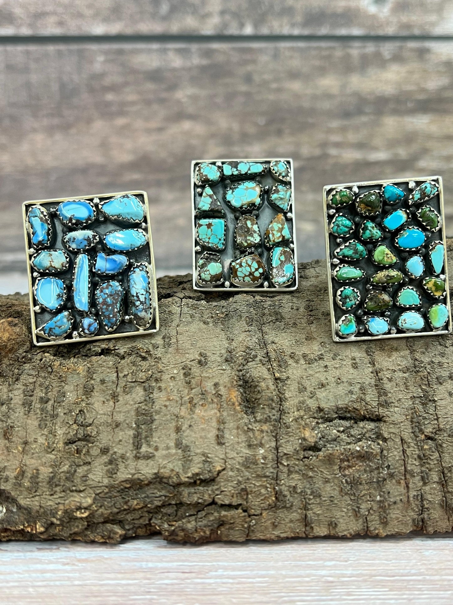 Handmade Sterling Silver Golden Hills, Number 8, Sonoran Mountain Turquoise Adjustable Ring with Signed Nizhoni