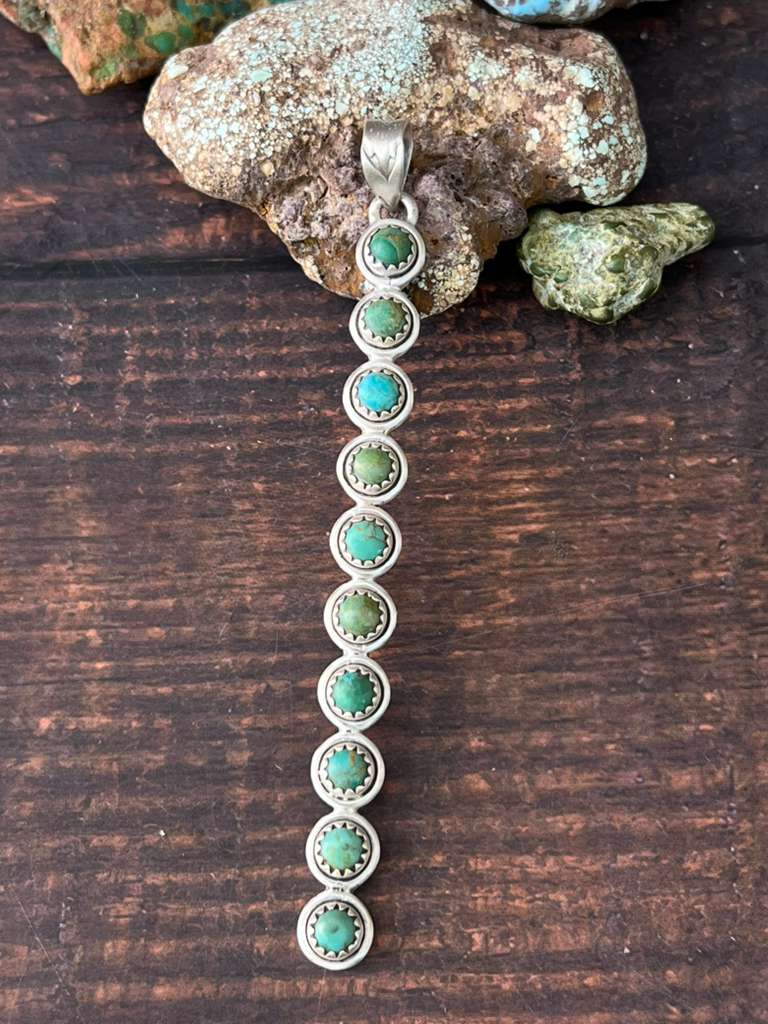 Handmade Sterling Silver Kingman Turquoise Pendant "Signed Nizhoni"