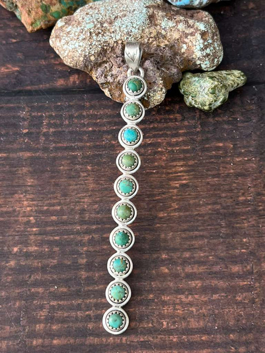 Handmade Sterling Silver Kingman Turquoise Pendant "Signed Nizhoni"