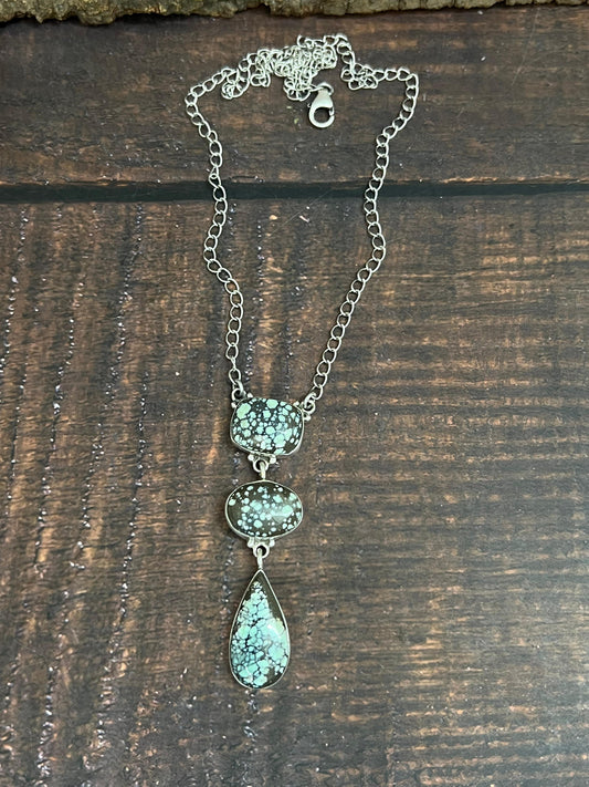 Handmade Sterling Silver Starfox Variscite Necklace Signed Nizhoni