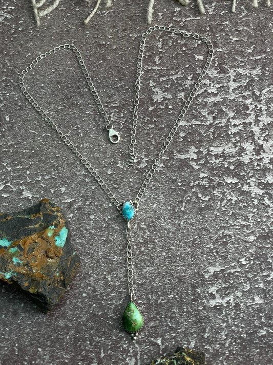 Handmade Sterling Silver Sonoran with White Water Turquoise Necklace "Signed Nizhoni"