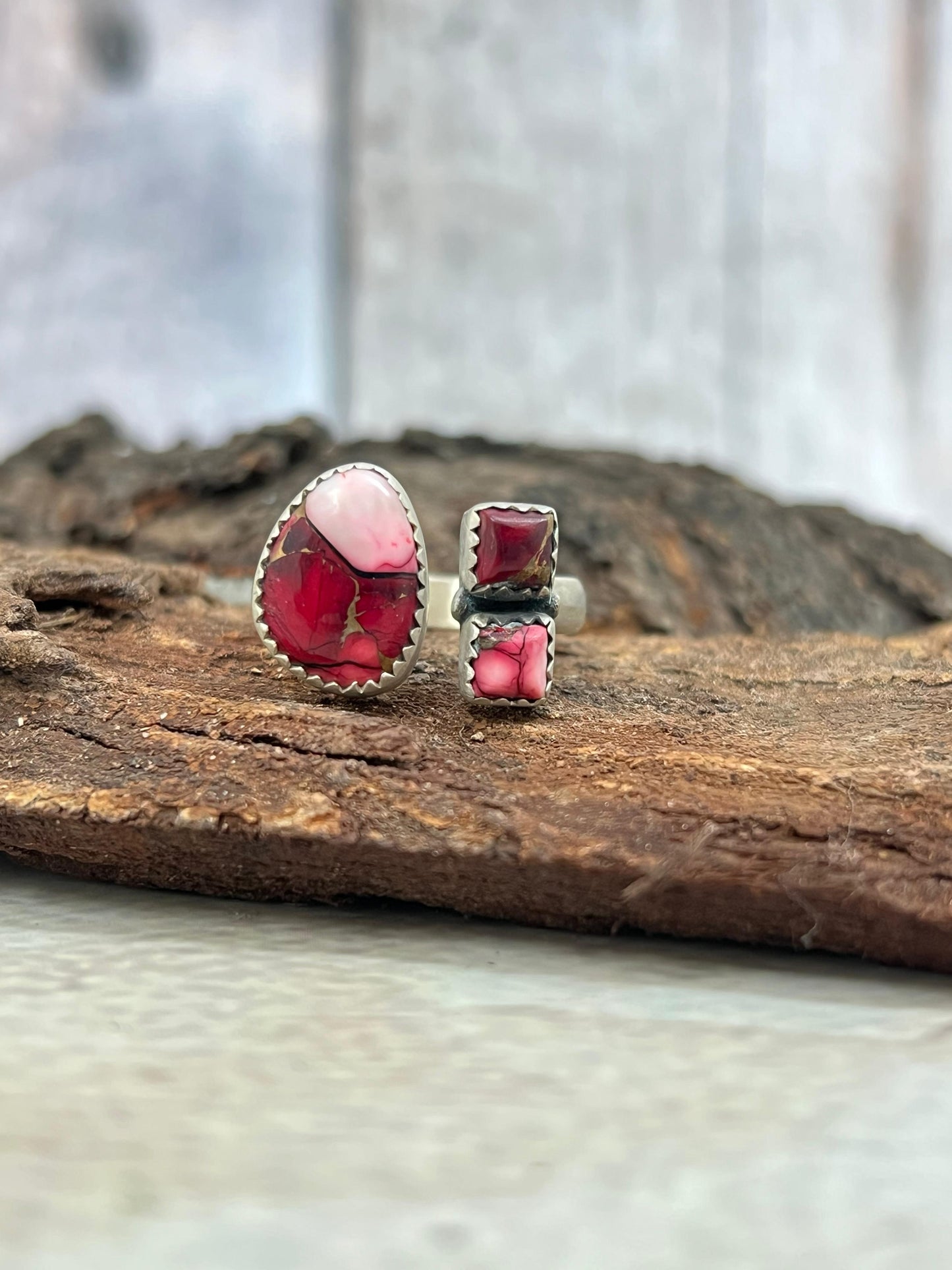 Handmade Sterling Silver Dahlia Rose Adjustable Ring with Signed Nizhoni