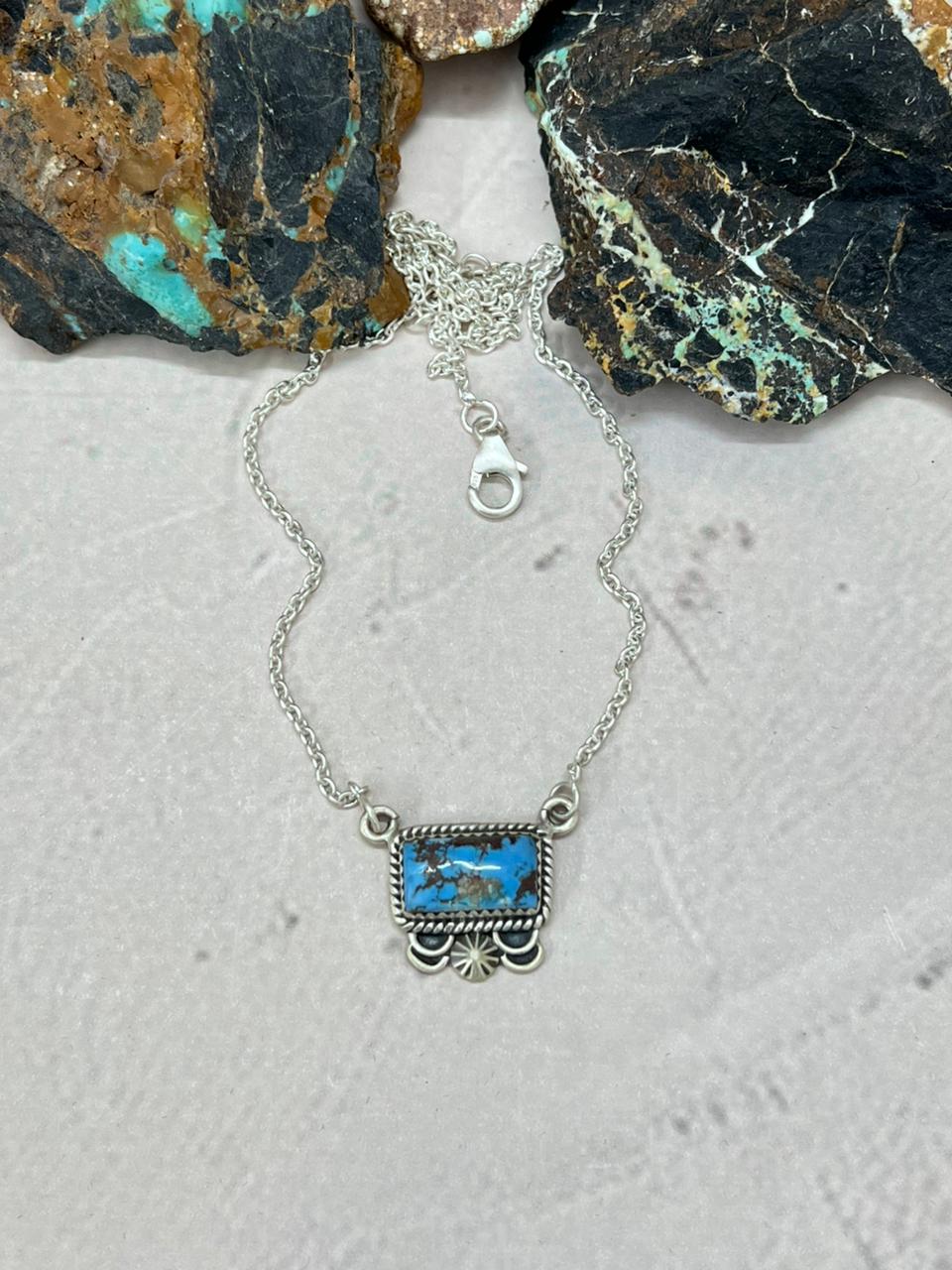 Handmade Sterling Silver Golden Hills Turquoise Necklace "Signed Nizhoni"