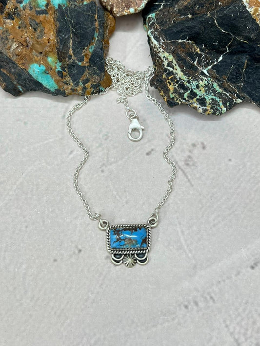 Handmade Sterling Silver Golden Hills Turquoise Necklace "Signed Nizhoni"