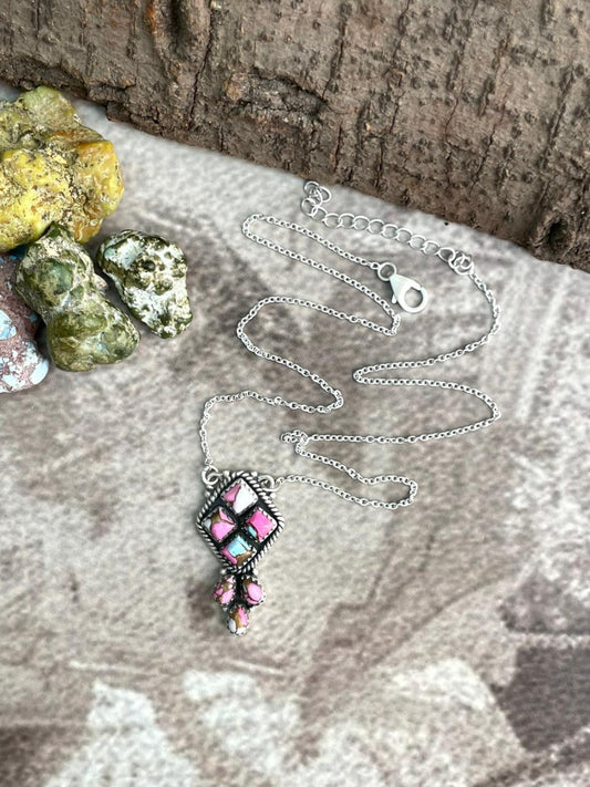 Handmade Sterling Silver Cotton Candy Necklace "Signed Nizhoni"