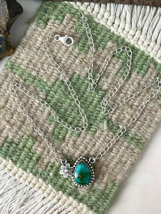 Handmade Sterling Silver Sonoran Mountain Turquoise Necklace "Signed Nizhoni" (4)