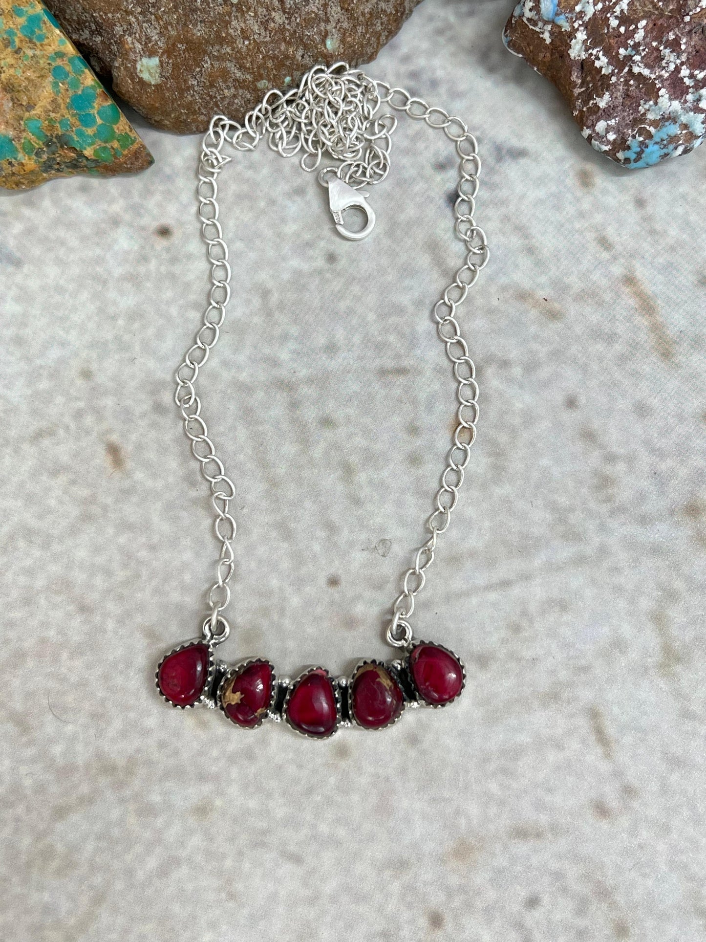 Handmade Sterling Silver Dahlia Rose Necklace with Signed Nizhoni