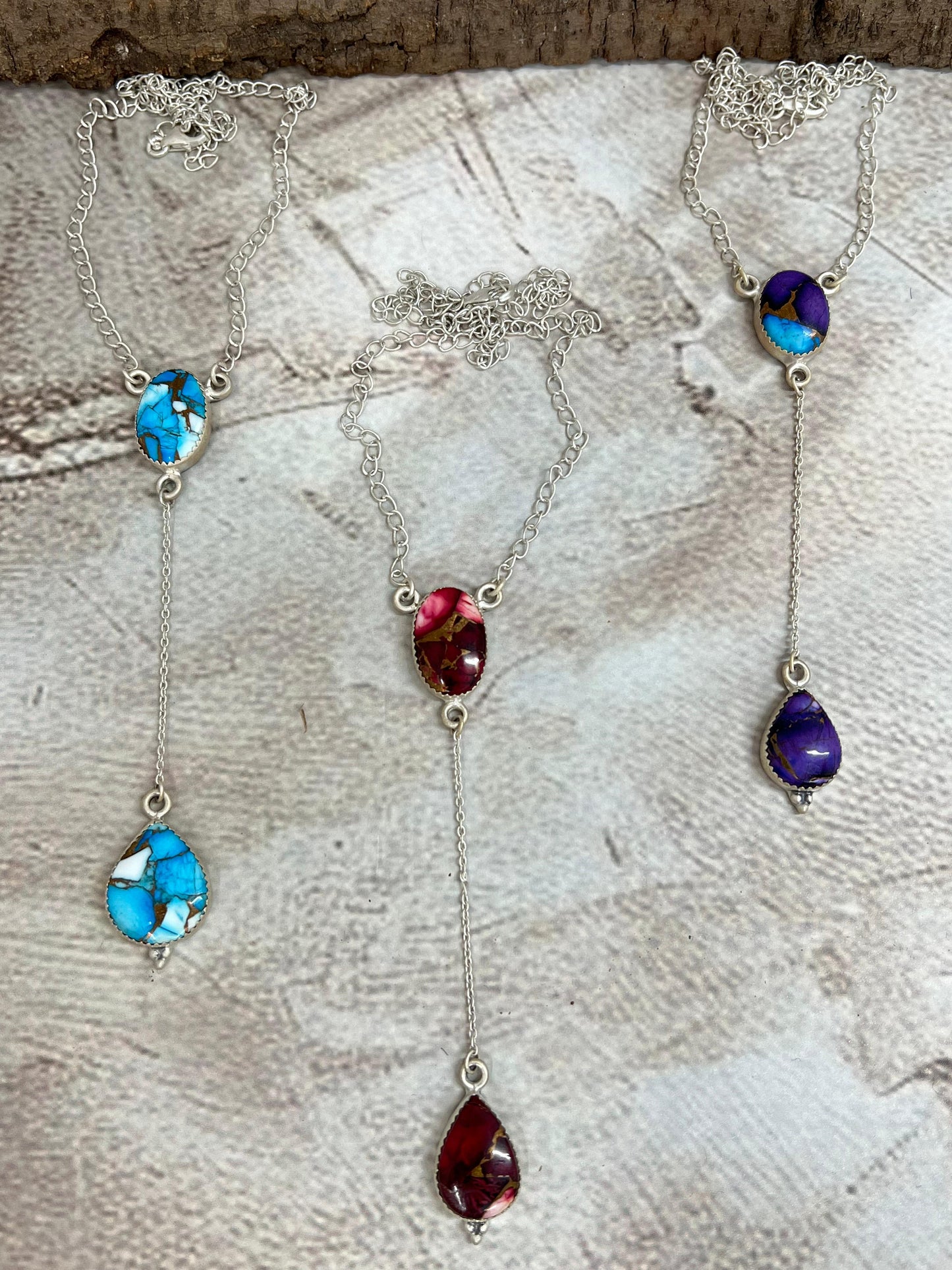 Handmade Sterling Silver Multi Stone Necklace with Signed Nizhoni