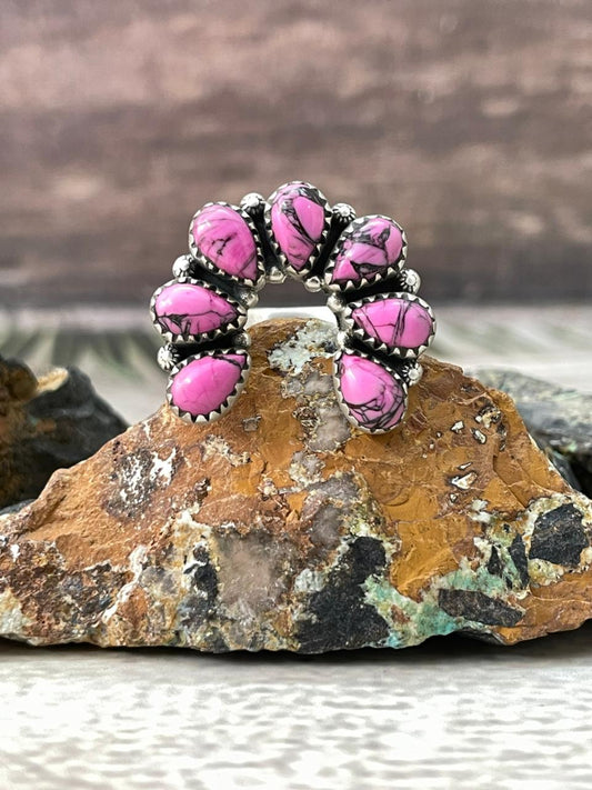 Handmade Sterling Silver Cherry Blossom Naja Adjustable Ring "Signed Nizhoni"