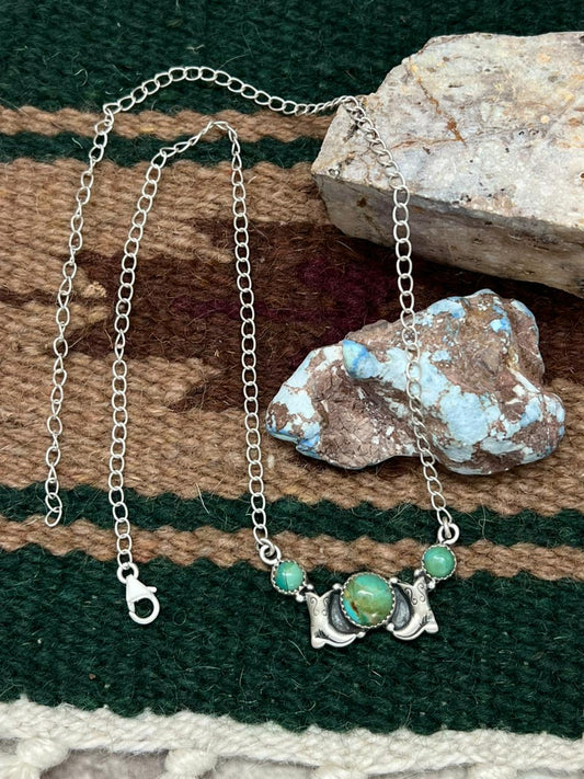 Handmade Sterling Silver Kingman Turquoise Necklace "Signed Nizhoni" (7)