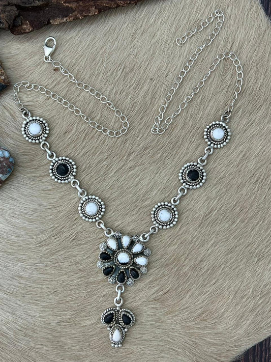Handmade Sterling Silver White Buffalo Necklace "Signed Nizhoni"