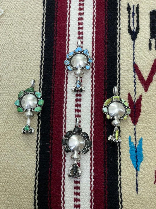 Handmade Sterling Silver Multi Stone Pendant "Signed Nizhoni"