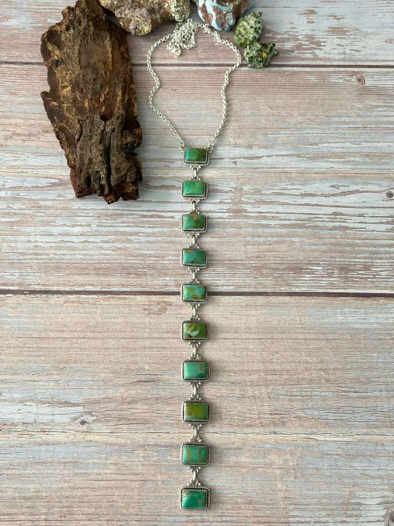 Handmade Sterling Silver Old Stock Royston Turquoise Necklace with Signed Nizhoni (6)