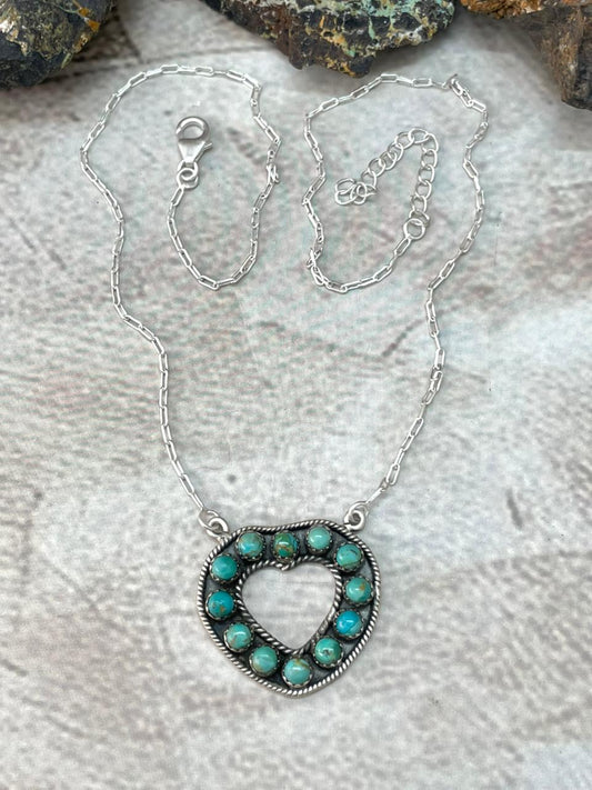 Handmade Sterling Silver Kingman Turquoise  Necklace "Signed Nizhoni"