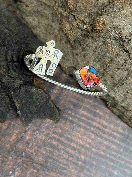 Handmade Sterling Silver Pink Dream Bracelet with Signed Nizhoni (3)