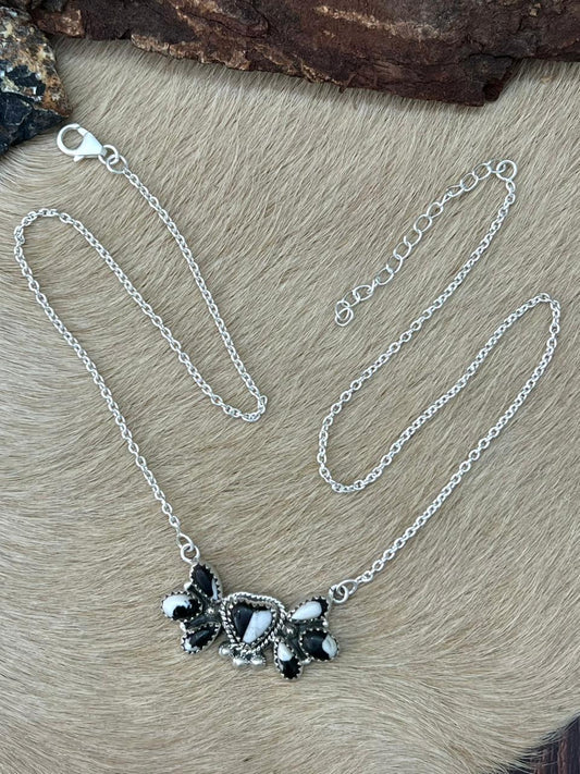 Handmade Sterling Silver White Buffalo Necklace "Signed Nizhoni"