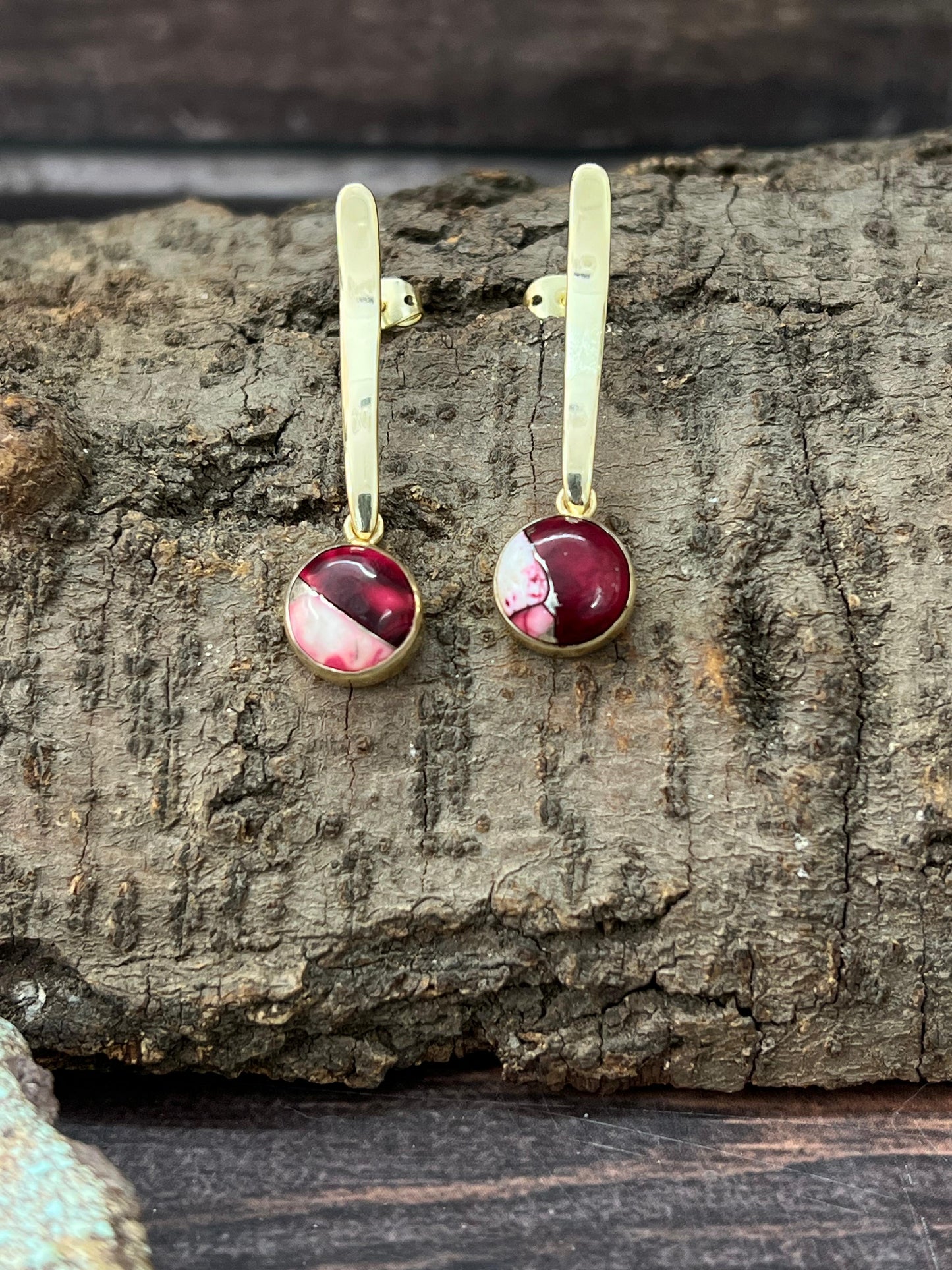 “The Golden Collection” Handmade Natural Dahlia Rose Post Dangle Earrings
