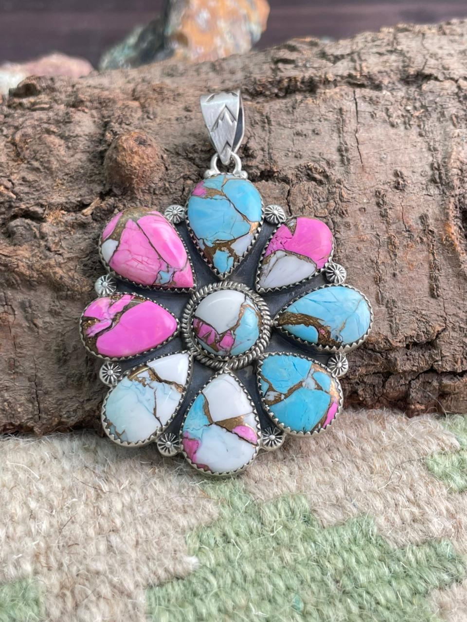 Handmade Sterling Silver Cotton Candy Pendant "Signed Nizhoni"