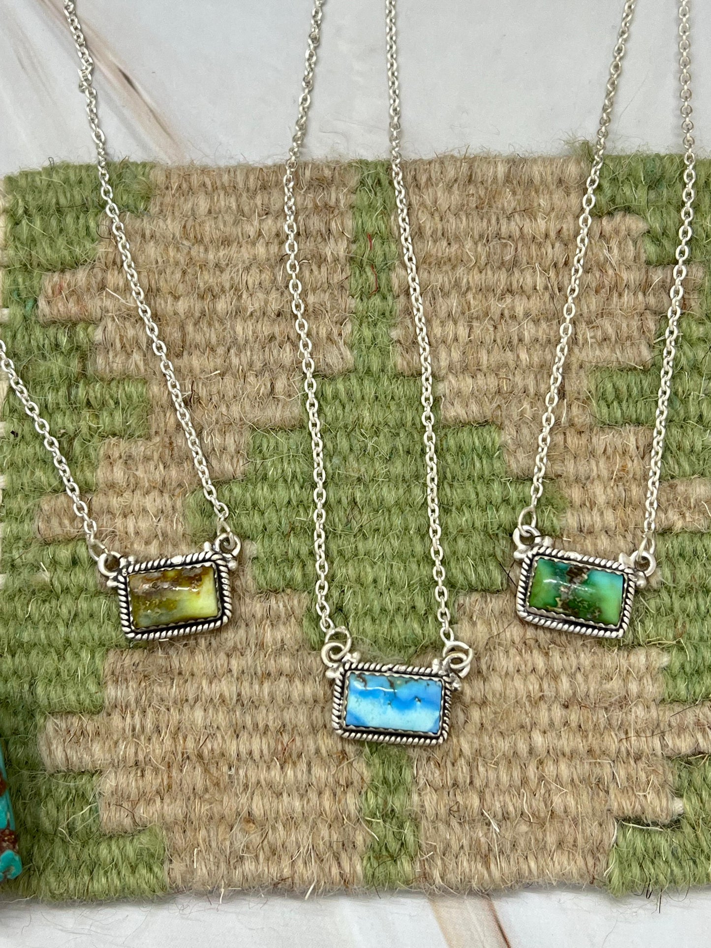 Handmade Sterling Silver Multi Stone Necklace with Signed Nizhoni
