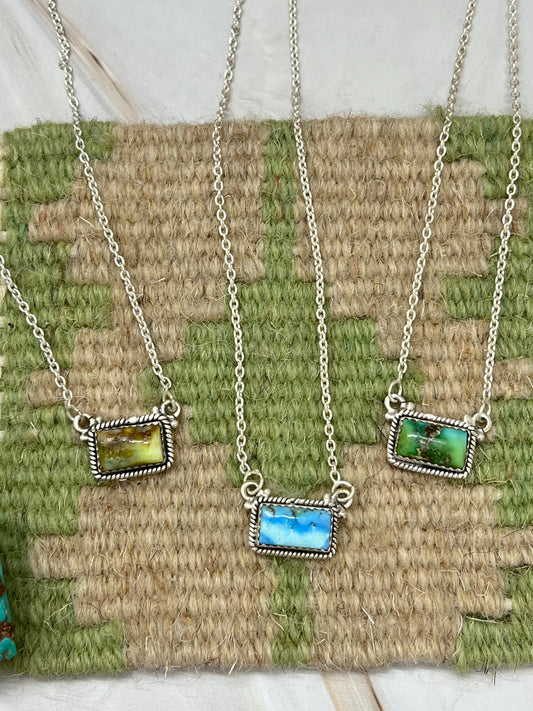 Handmade Sterling Silver Multi Stone Necklace with Signed Nizhoni