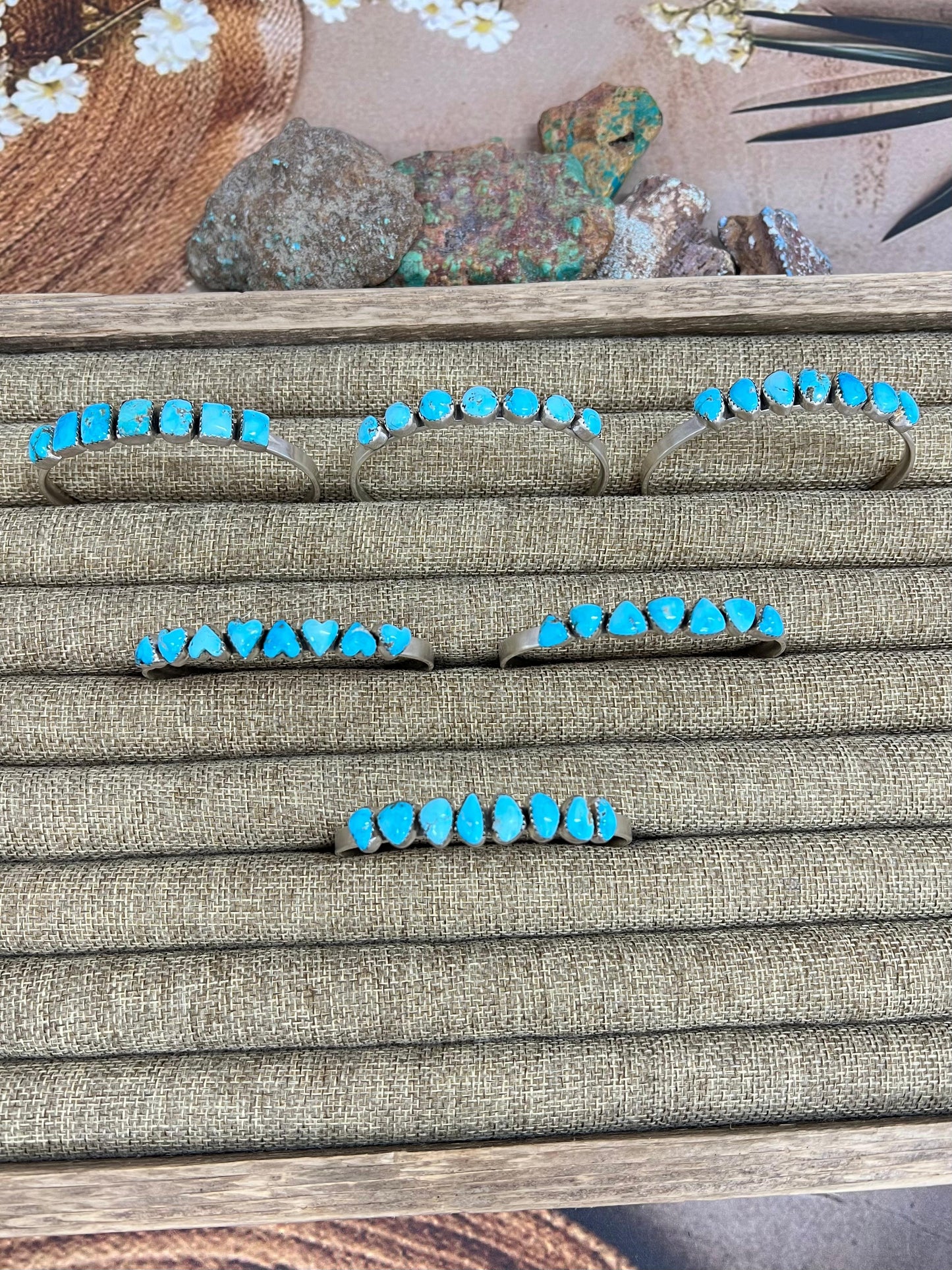 Handmade Sterling Silver Blue Bird Turquoise Cuff Bracelet with Signed Nizhoni