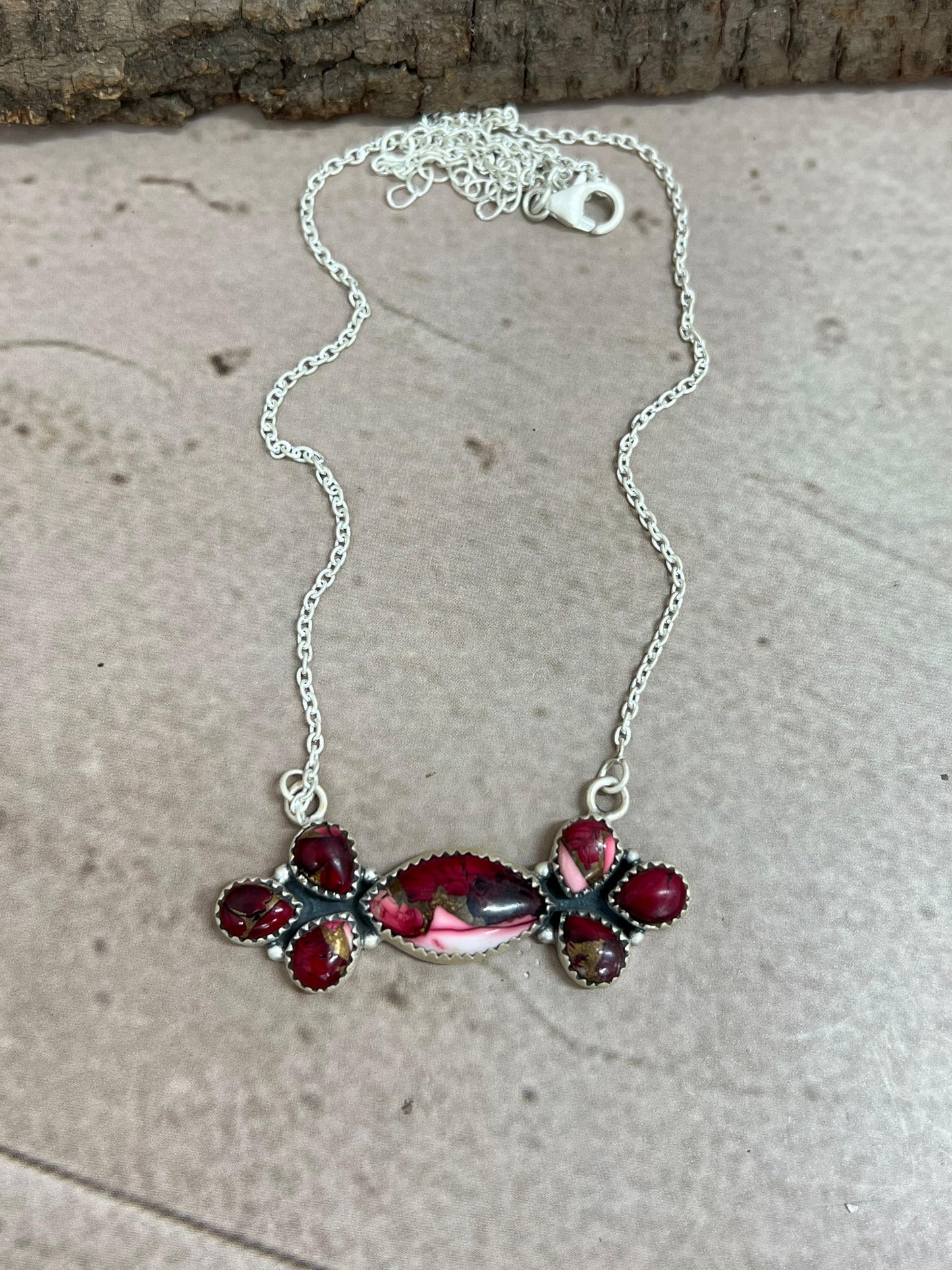 Handmade Sterling Silver Dahlia Rose Necklace with Signed Nizhoni
