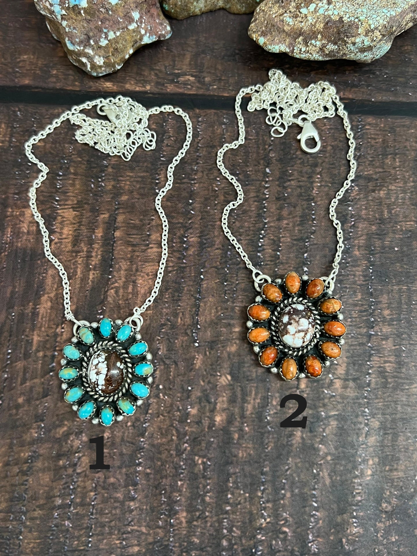 Handmade Sterling Silver Multistone Necklace with Signed Nizhoni