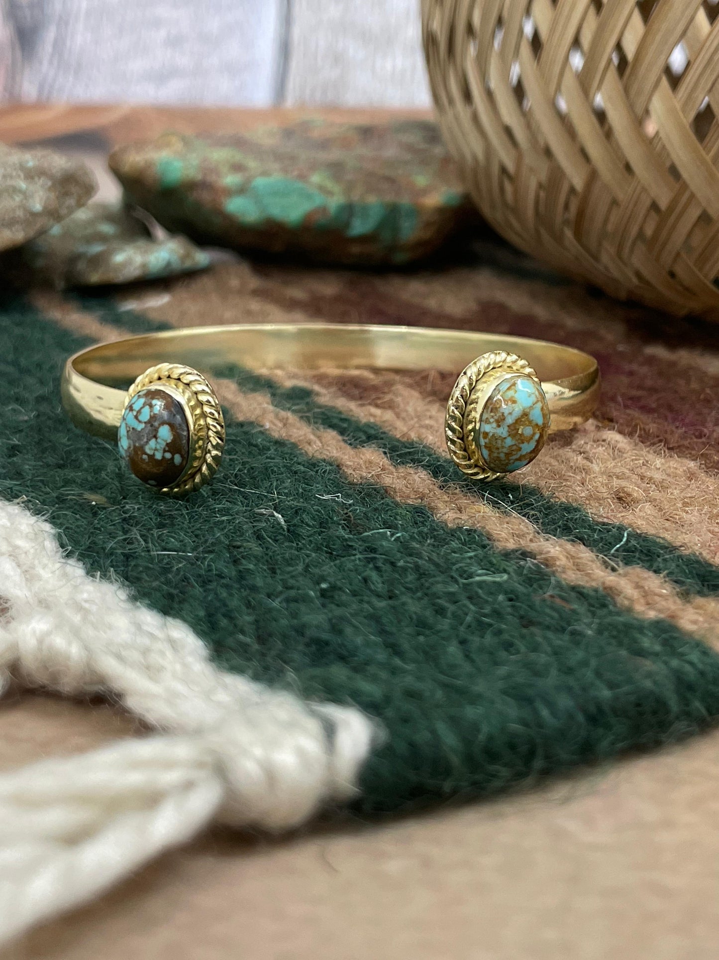 “The Golden Collection” Handmade Natural Gold Plated Number 8 Turquoise Bracelet