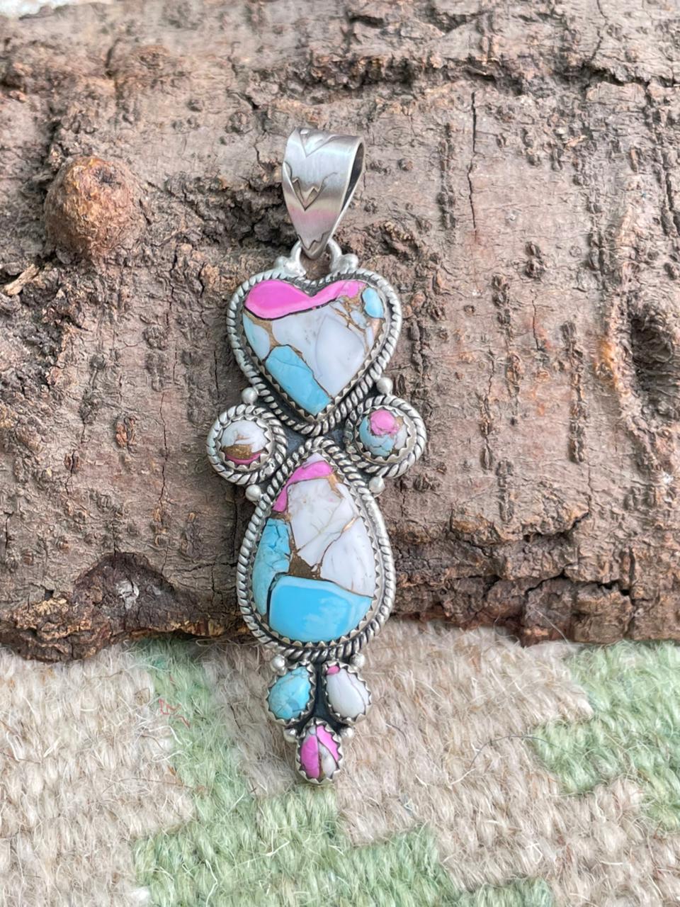 Handmade Sterling Silver Cotton Candy Pendant "Signed Nizhoni"