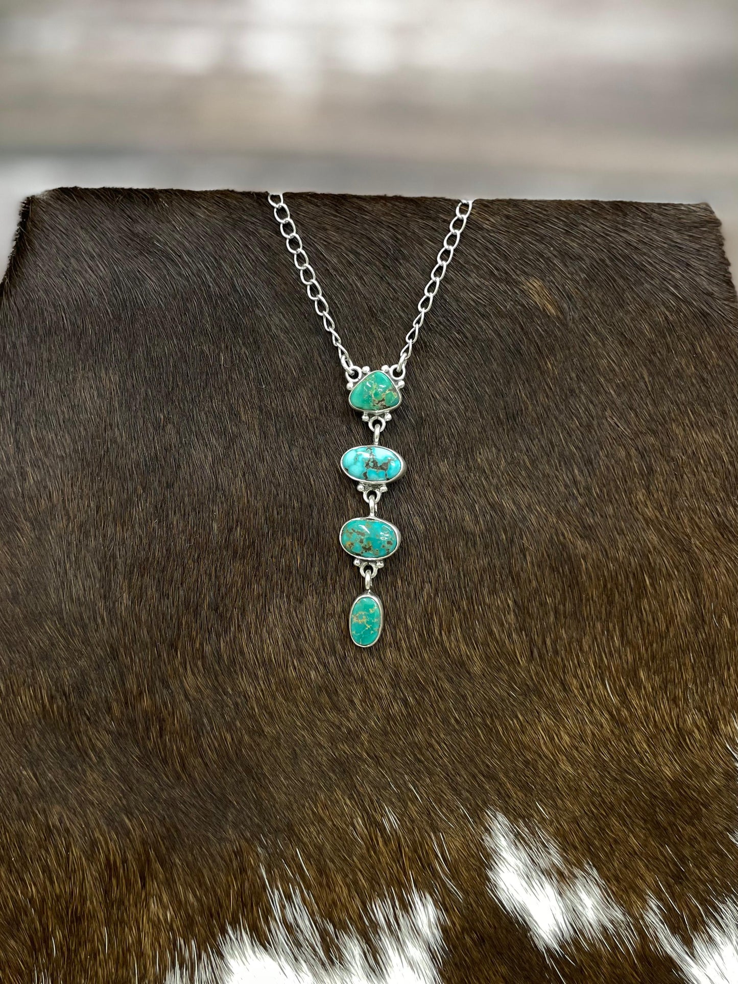 Handmade Sterling Silver Sonoran Turquoise Necklace Signed Nizhoni