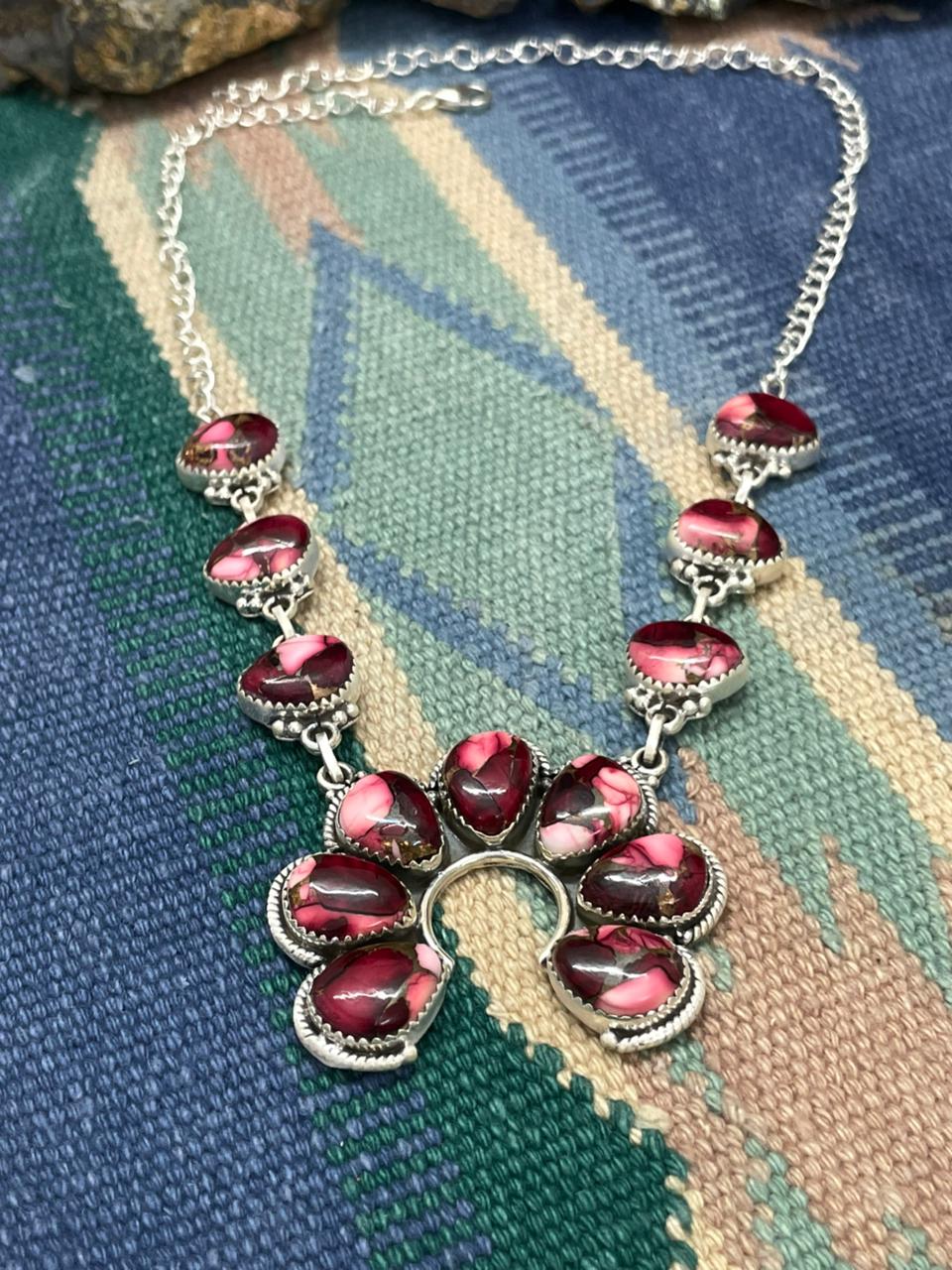 Handmade Sterling Silver Dahlia Rose Naja Necklace "Signed Nizhoni"