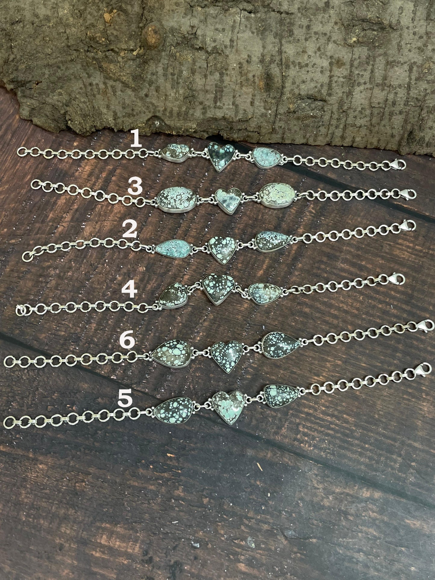 Handmade Sterling Silver Starfox Variscite Chain Bracelet Signed Nizhoni