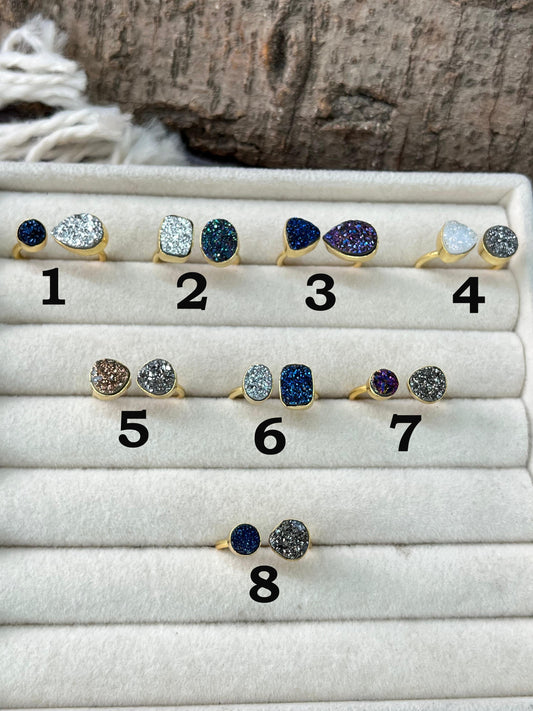 “The Golden Collection” Natural Druzy Adjustable Ring