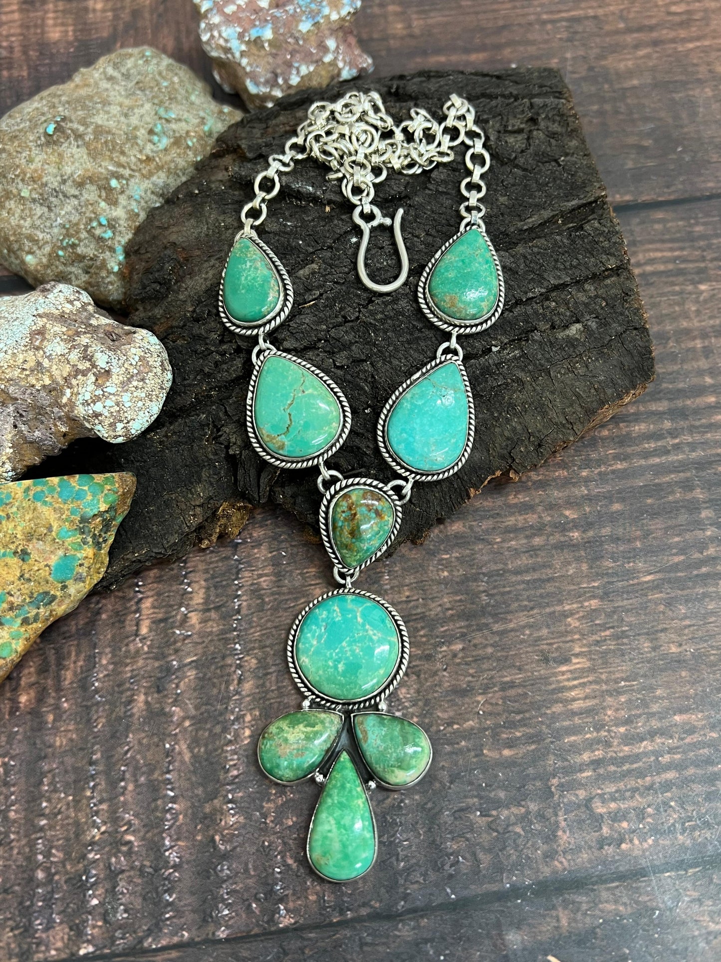 Handmade Sterling Silver Mantis Turquoise Necklace Signed Nizhoni