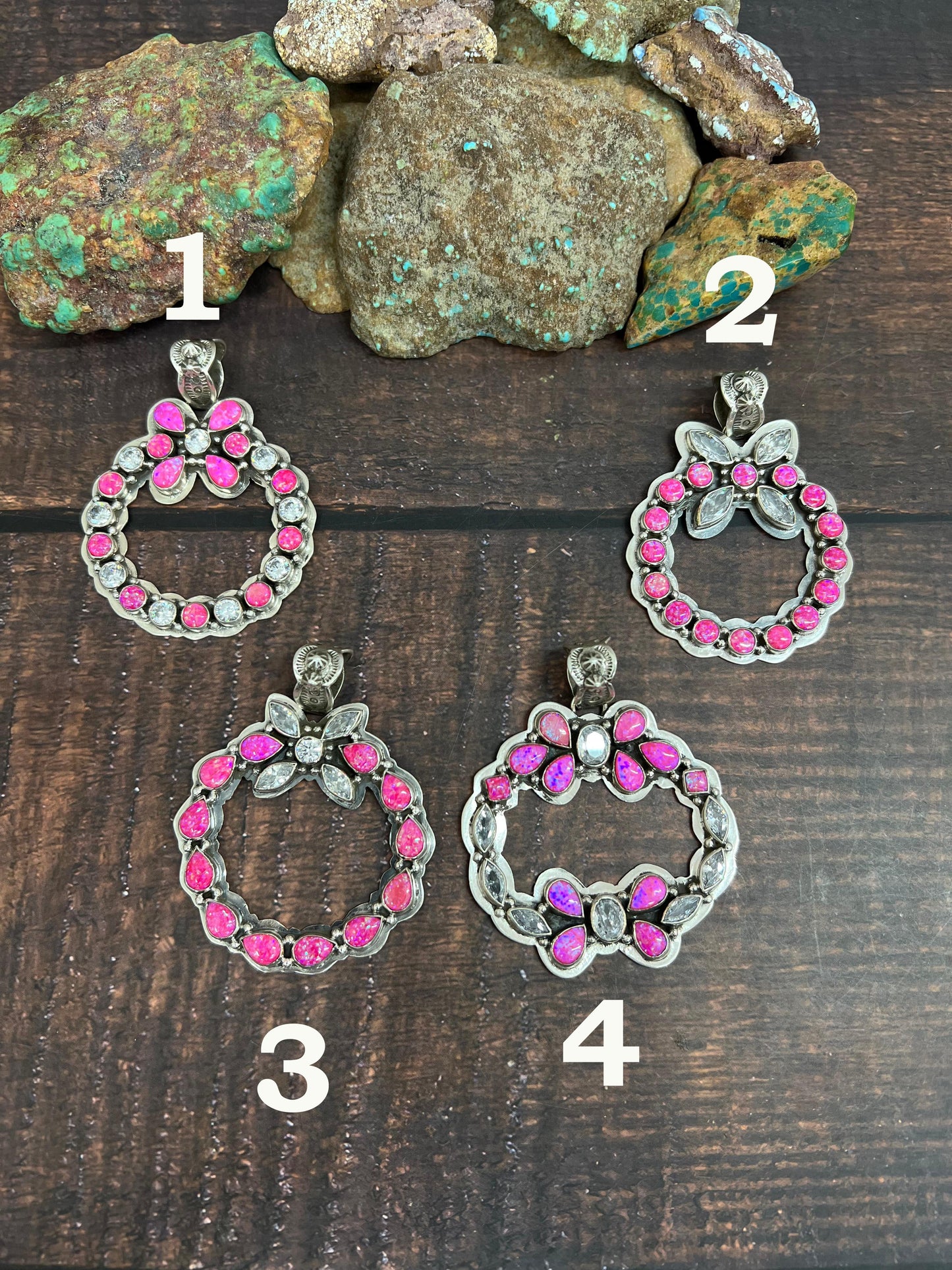 Handmade Sterling Silver Hot Pink with CZ Pendant, Signed Nizhoni