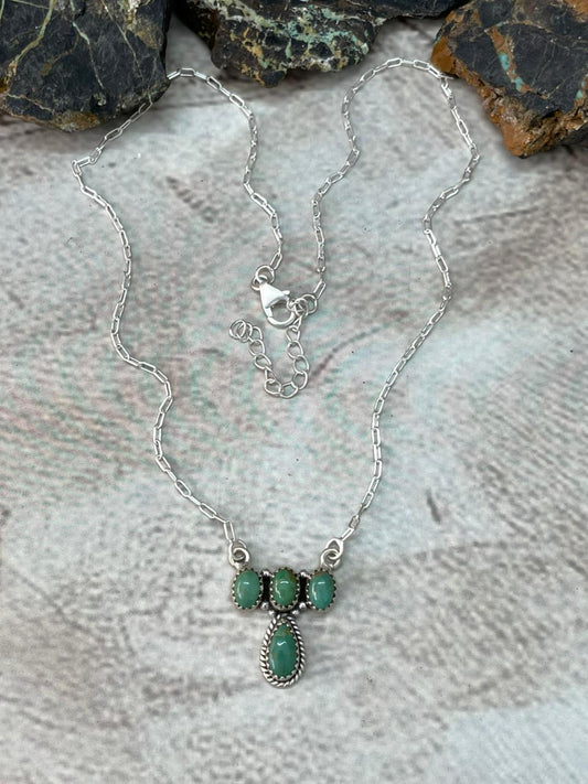 Handmade Sterling Silver Kingman Turquoise Necklace "Signed Nizhoni"