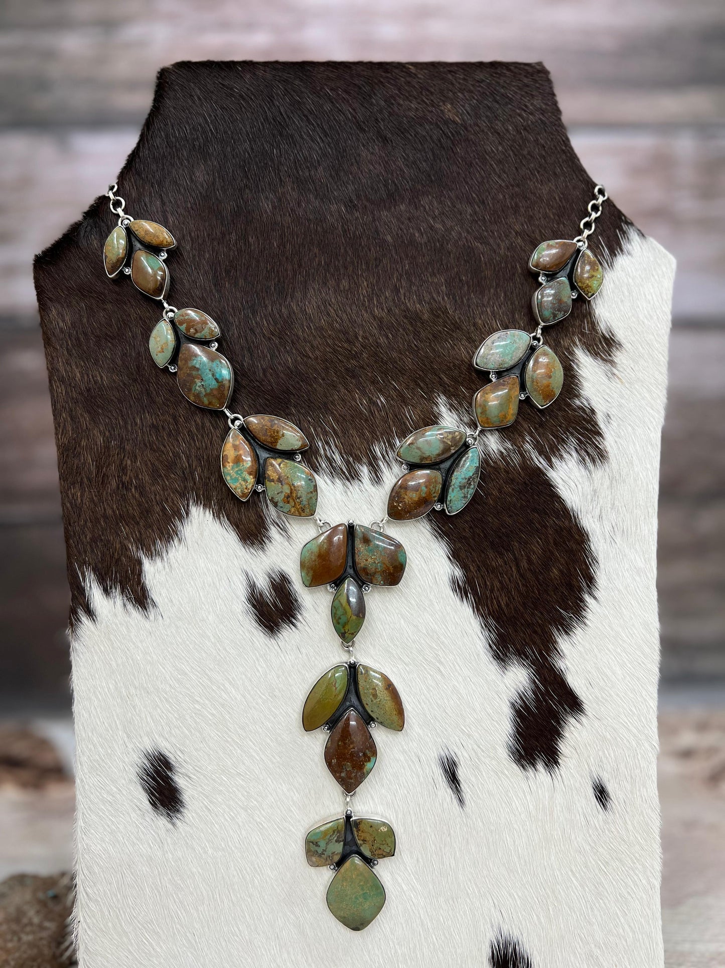 Handmade Sterling Silver Old Stock Royston Turquoise Necklace Signed Nizhoni