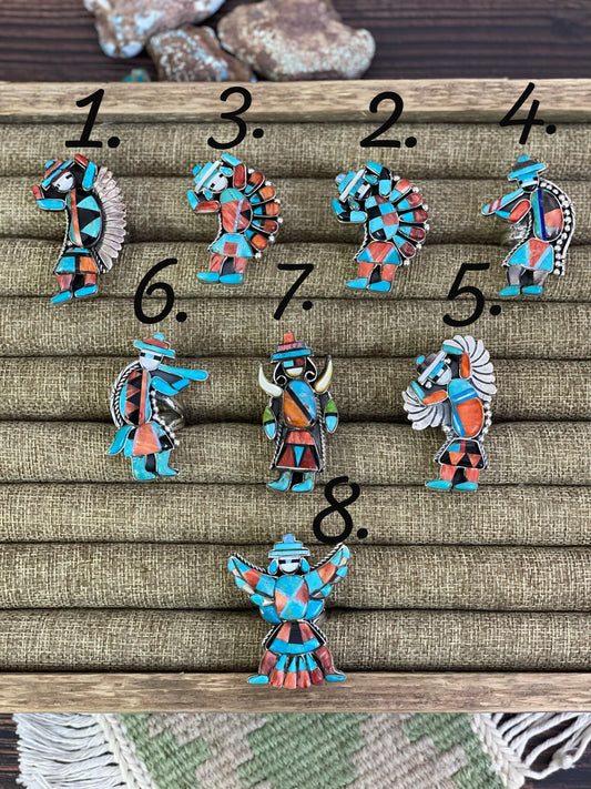 Handmade Sterling Silver Kachina Turquoise Ring with Signed Nizhoni (1)
