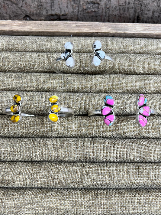 Handmade Sterling Silver Multi Stones Bracelet with Signed Nizhoni
