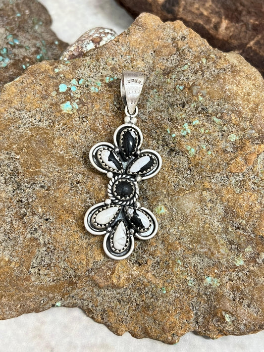 Handmade Sterling Silver White Buffalo Pendant Signed Nizhoni