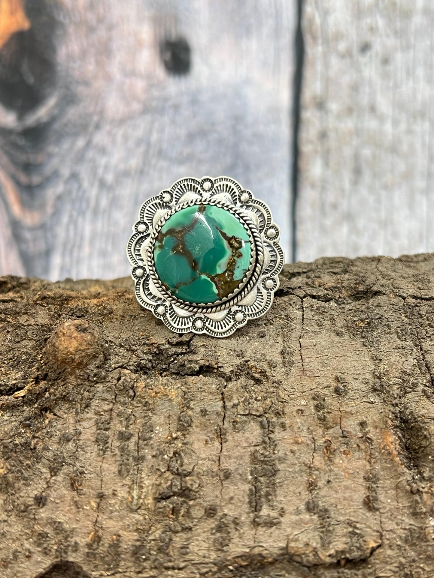 Handmade Sterling Silver Hardy Pit Adjustable Ring with Signed Nizhoni