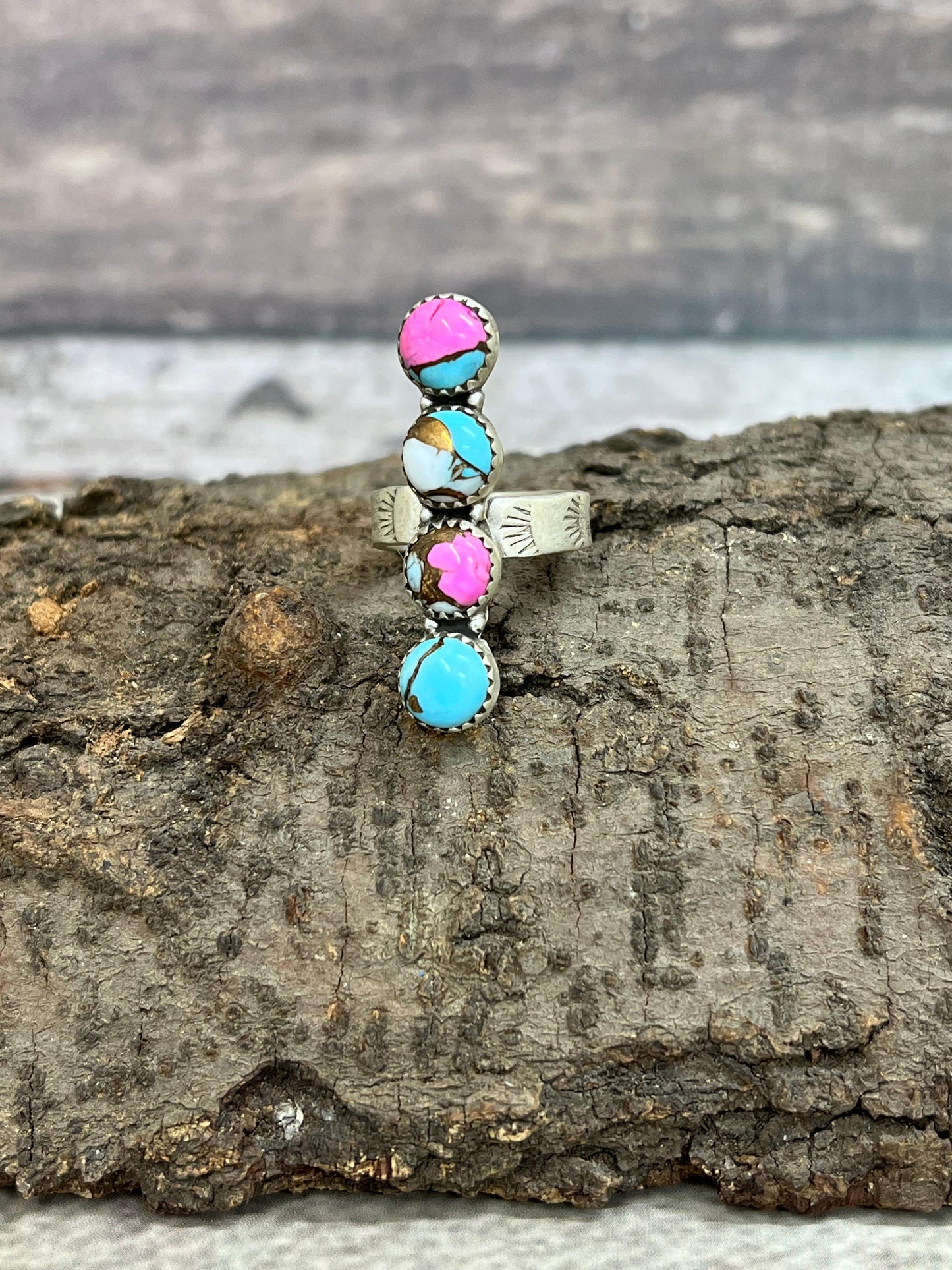Handmade Sterling Silver Cotton Candy Adjustable Ring Signed Nizhoni (7)