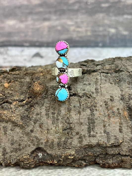 Handmade Sterling Silver Cotton Candy Adjustable Ring Signed Nizhoni (7)