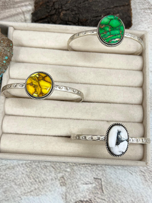 Handmade Sterling Silver Multi Stone Bracelet with Signed Nizhoni (3)