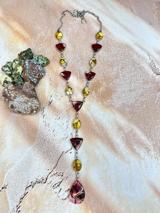 Handmade Sterling Silver Honey Dahlia with Dahlia Rose Necklace with Signed Nizhoni
